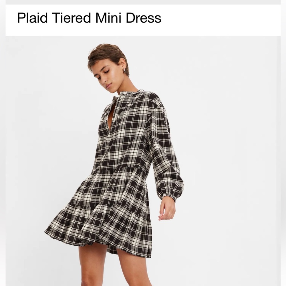 Gap Plaid Tiered Mini Dress